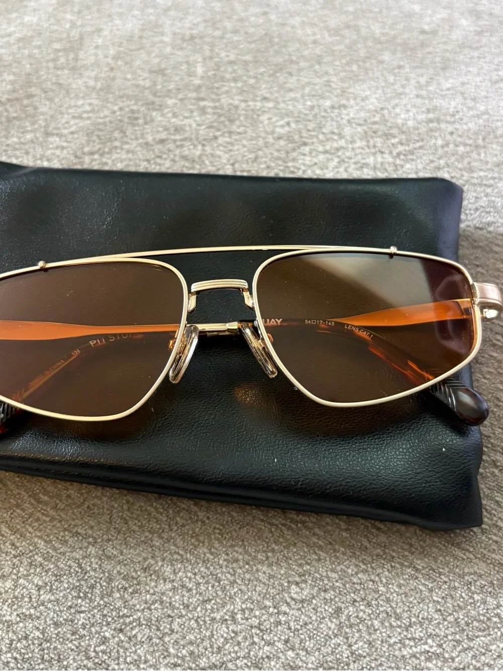 Quay Australia Gold Frame Orange Lens Women's Sunglasses
